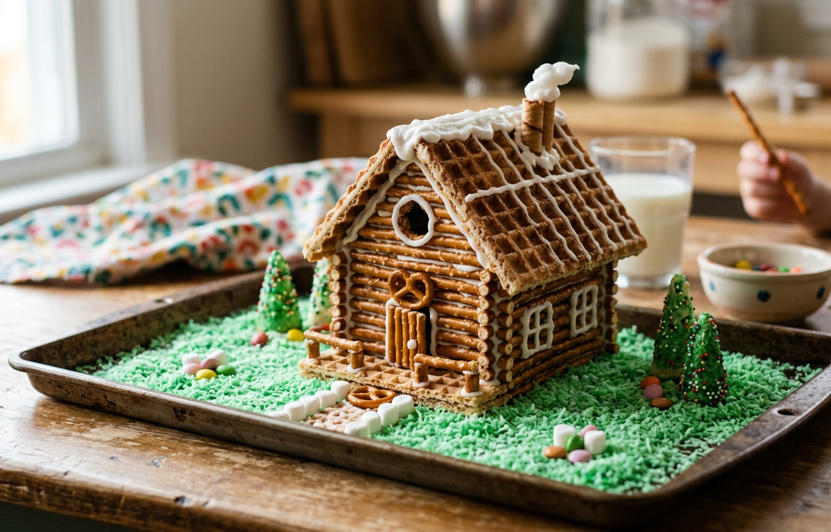 Tiny Waffle Log Cabins for Forest Gnomes — Cooking & Baking activity for ages 6–10 years (indoor, 45 min)