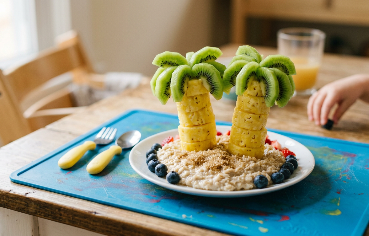 Tropical Island Pineapple Palm Trees on Oatmeal Beaches — Cooking & Baking activity for ages 4–10 years (indoor, 30 min)