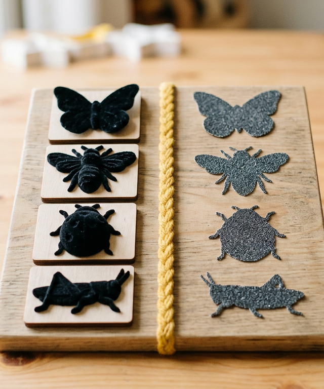 Velvet and Sandpaper Insect Texture Board — Sensory Play activity for ages 4–8 years (indoor, 45 min)