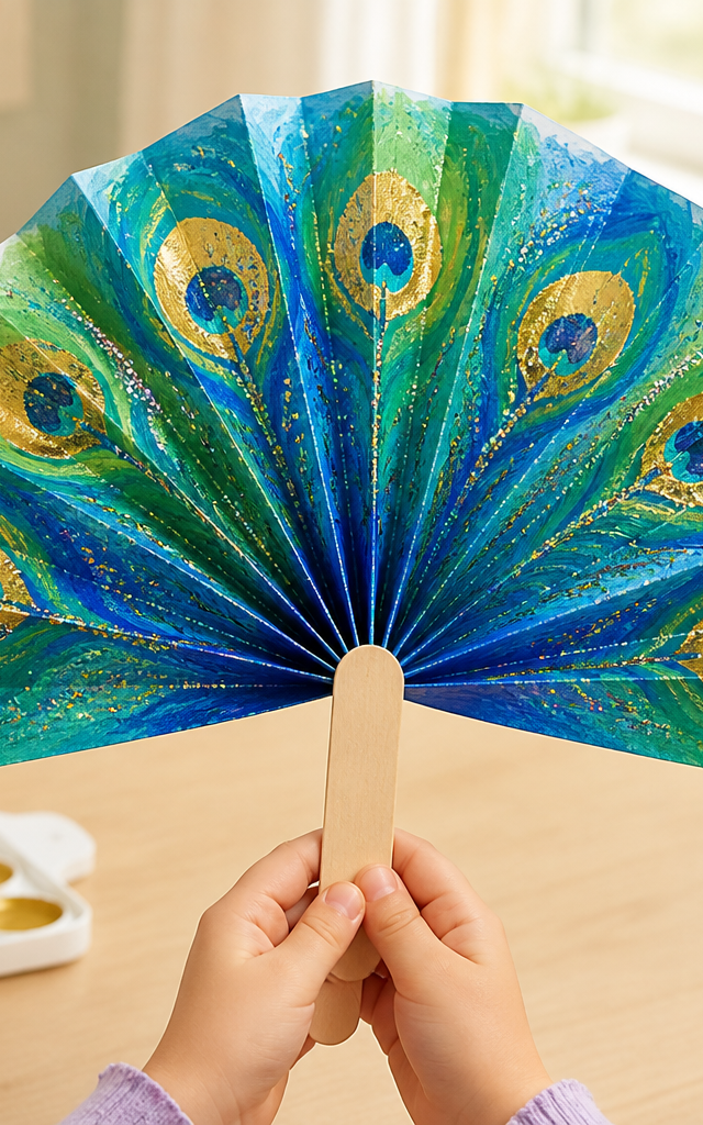 Peacock's Shimmering Tail Feather Fan — Animals activity for ages 5–8 years (indoor, 100 min)