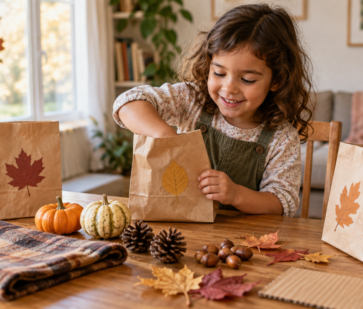 Autumn Harvest Mystery Bags — Sensory Play activity for ages 3–6 years (indoor, 15 min)