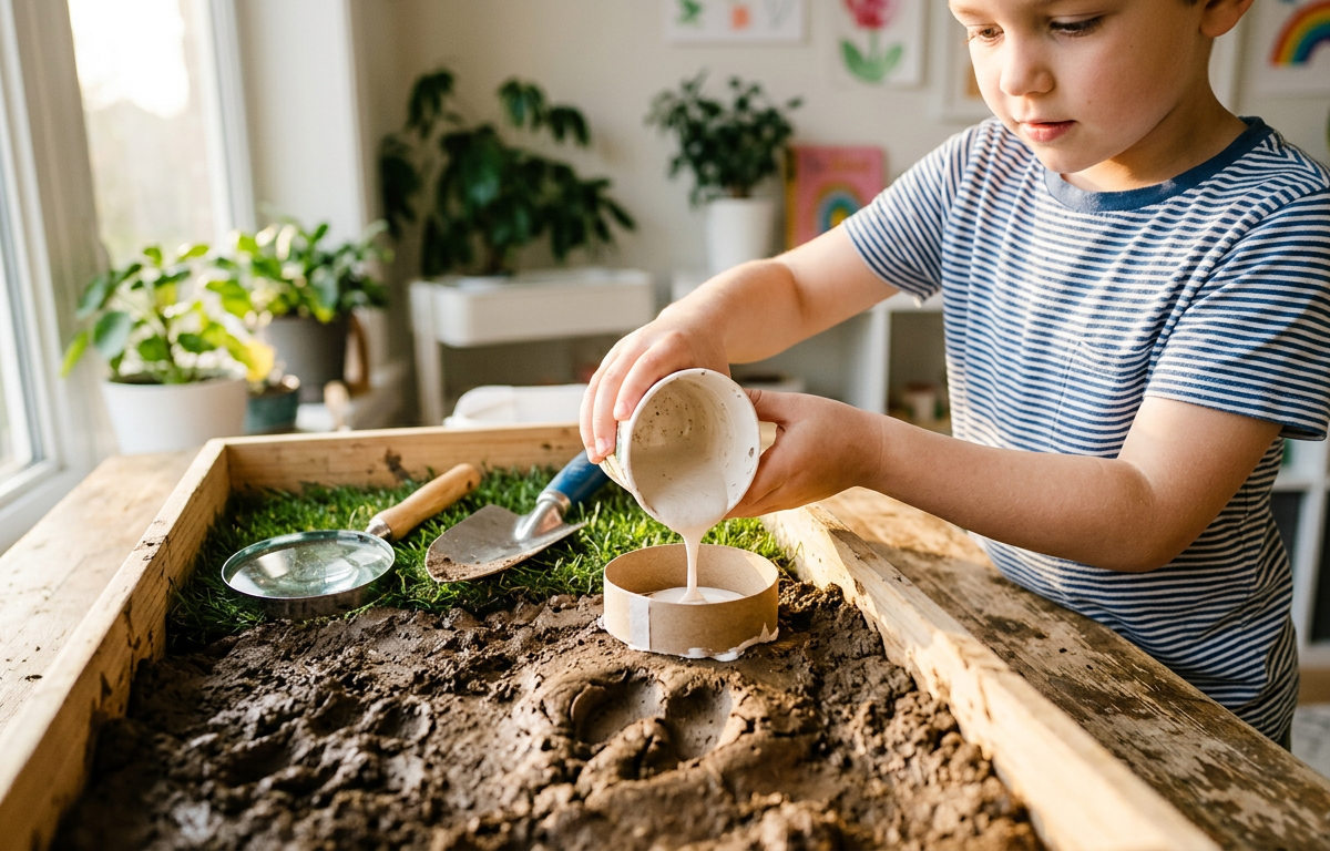 Plaster Cast Mystery Animal Tracks — Nature & Outdoor Play activity for ages 5–10 years (outdoor, 60 min)