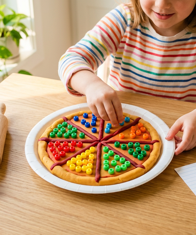 Play-Doh Pizza Fraction Parlor — Numbers & Math activity for ages 5–9 years (indoor, 30 min)