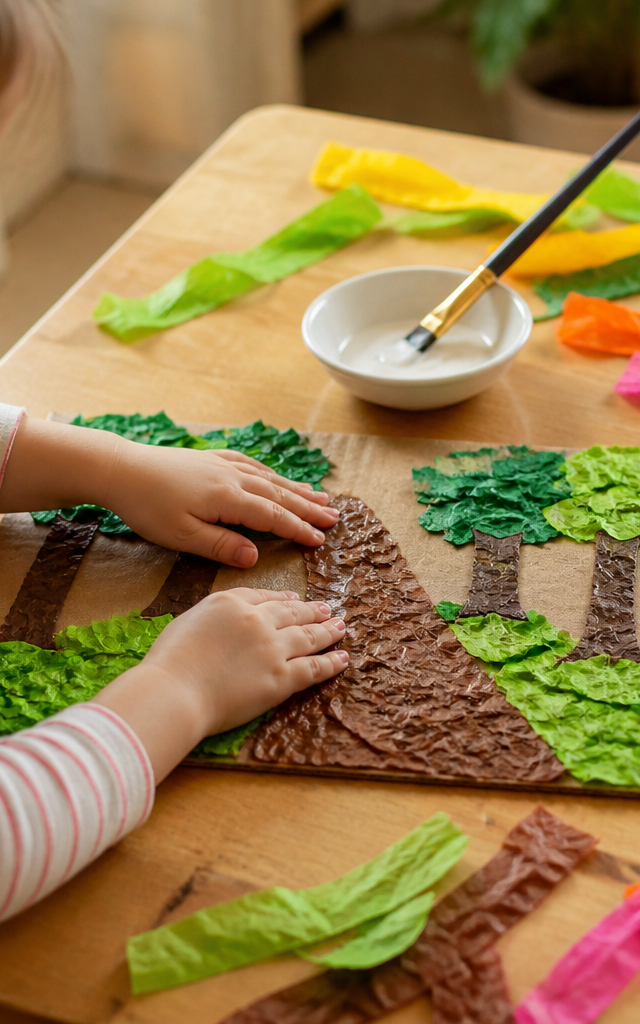 Crinkly Tissue Paper Forest Path — Sensory Play activity for ages 3–7 years (indoor, 45 min)