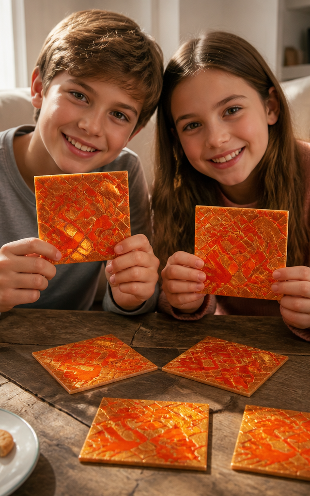 Dragon's Breath Tessellation Tile Coasters — Numbers & Math activity for ages 7–12 years (indoor, 75 min)