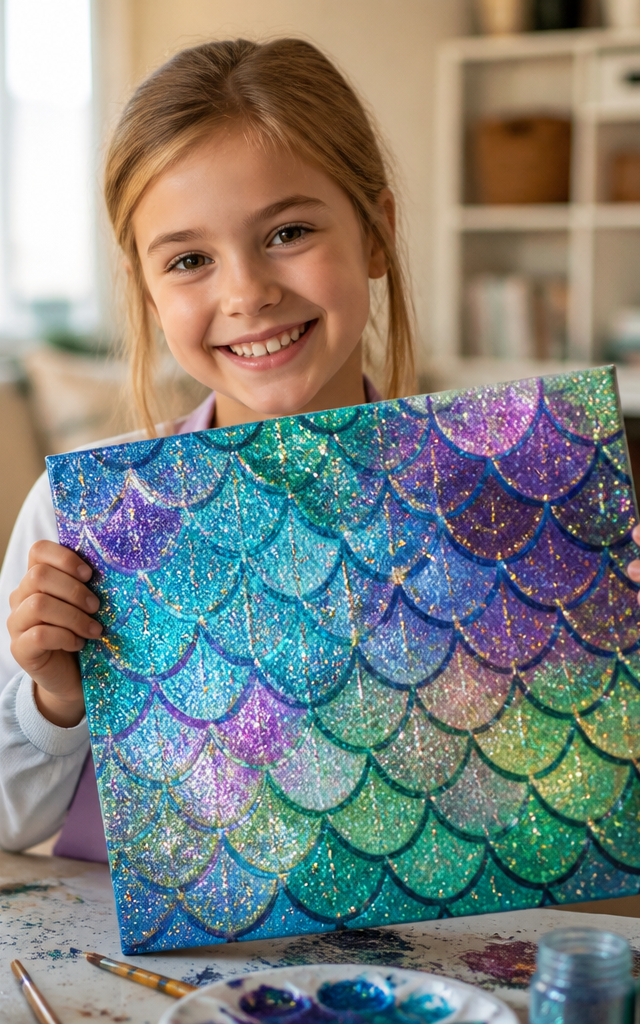Dragon's Scales Sparkle Painting — Animals activity for ages 5–9 years (indoor, 60 min)
