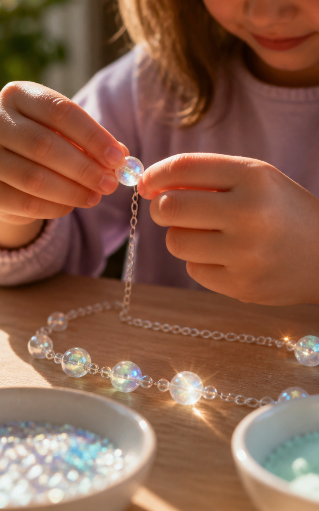 Glittery Beaded Necklace — Magic Tricks activity for ages 6–10 years (indoor, 50 min)