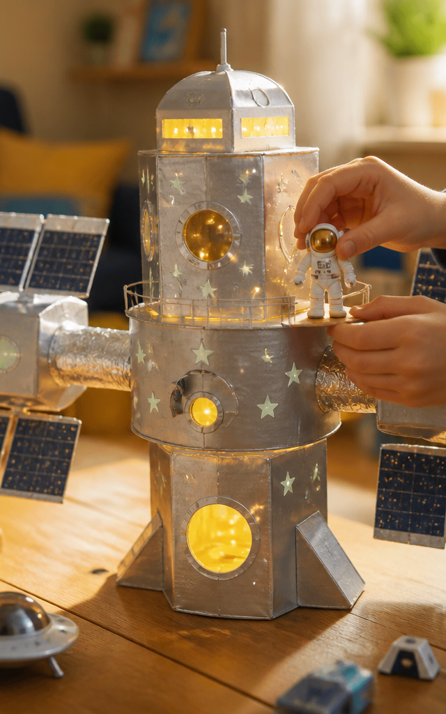 Moonbeam Milk Carton Space Station — Construction & Engineering activity for ages 6–10 years (indoor, 60 min)