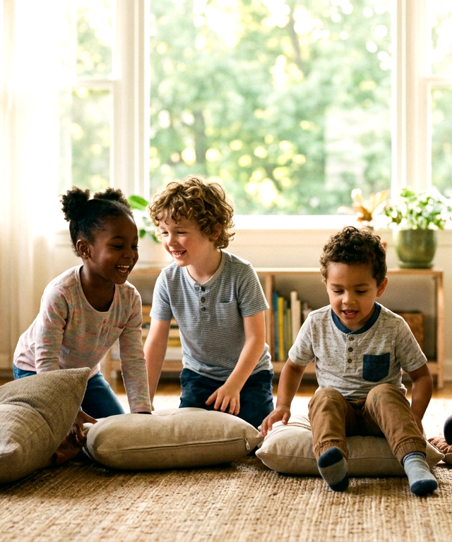 Musical Cushions — Games activity for ages 3–8 years (indoor, 15 min)