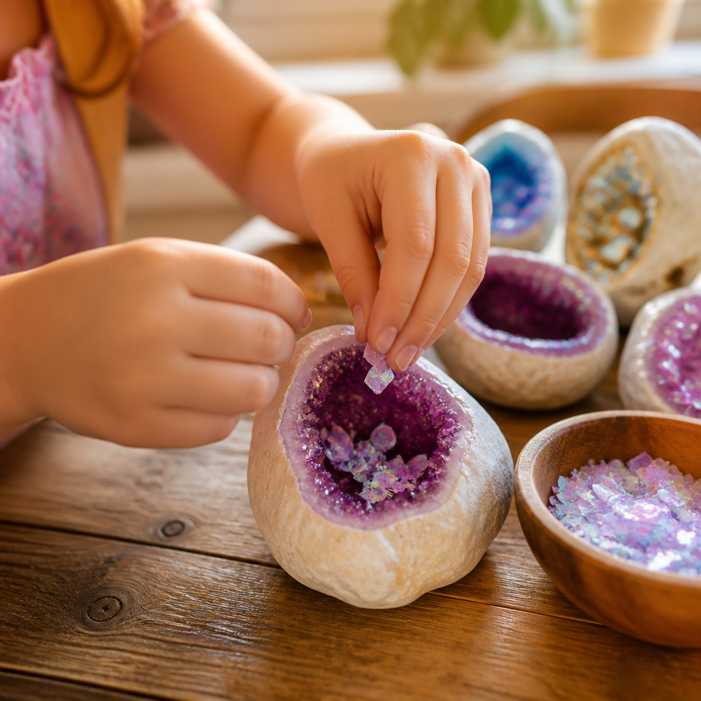 Mystical Crystal Geode Salt Dough Sculptures — Arts & Crafts activity for ages 6–10 years (indoor, 60 min)