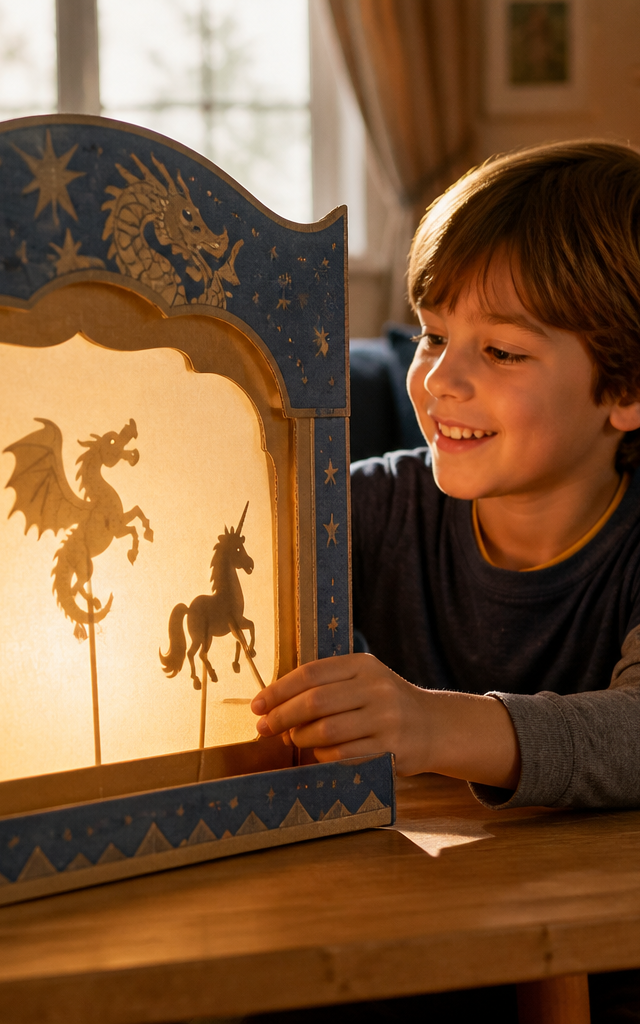 Mythical Creature Shadow Puppet Storybook Stage — Pretend Play activity for ages 6–10 years (indoor, 60 min)
