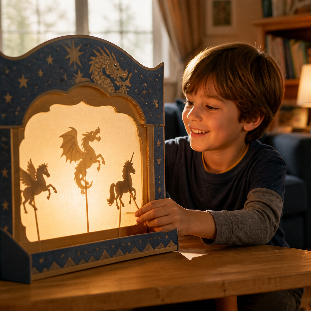Mythical Creature Shadow Puppet Storybook Stage — Pretend Play activity for ages 6–10 years (indoor, 60 min)