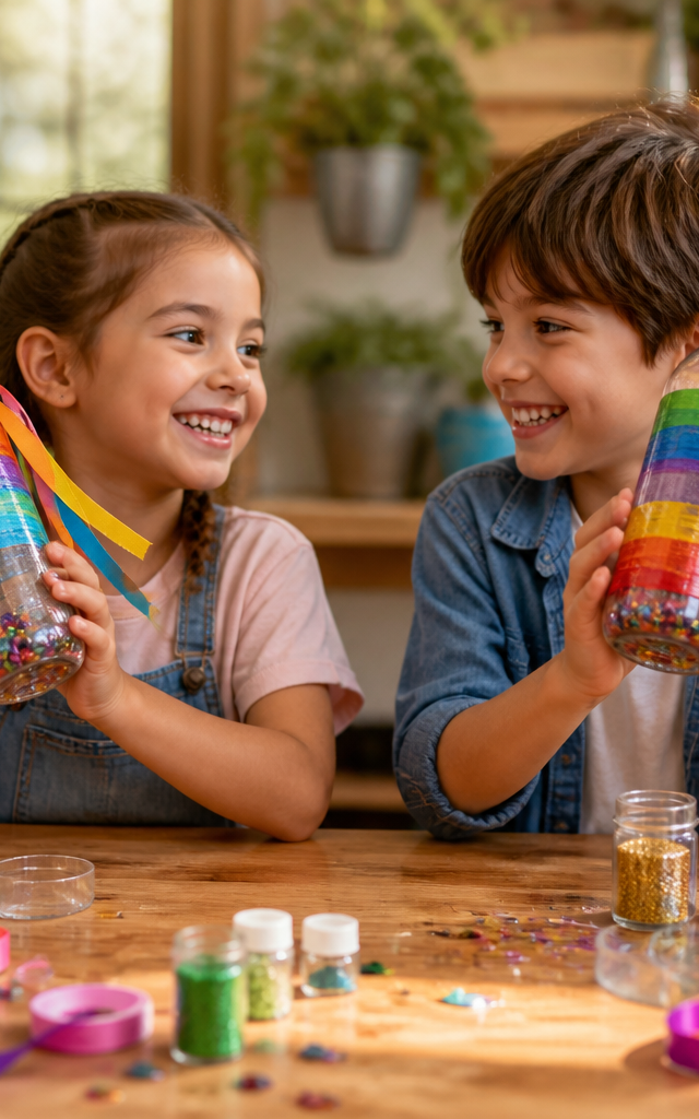 Rainbow Rhythm Shakers from Recycled Bottles — Music activity for ages 4–8 years (indoor, 45 min)