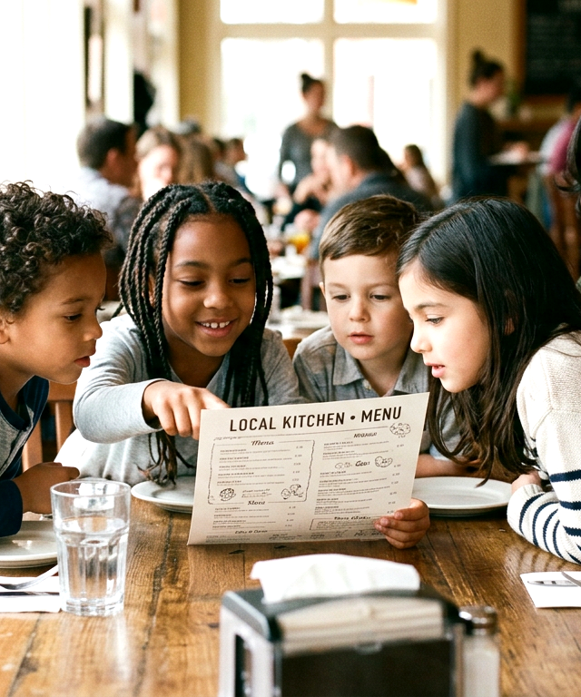 Restaurant Menu Word Detective — On-the-Go & Waiting activity for ages 5–10 years (indoor, 15 min)