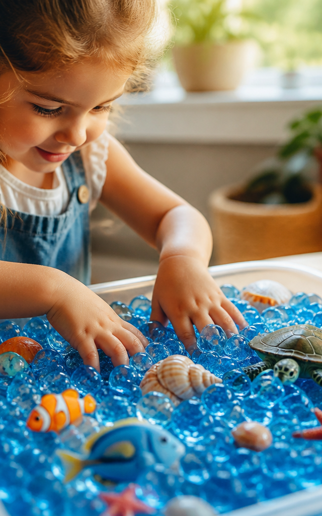 Shimmering Water Bead Ocean Discovery Bin — Sensory Play activity for ages 4–8 years (indoor, 60 min)
