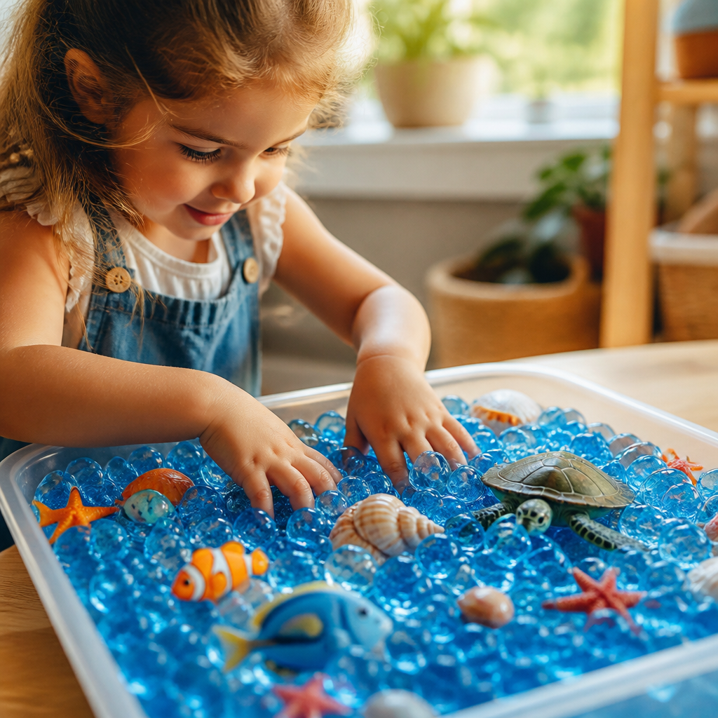 Shimmering Water Bead Ocean Discovery Bin — Sensory Play activity for ages 4–8 years (indoor, 60 min)