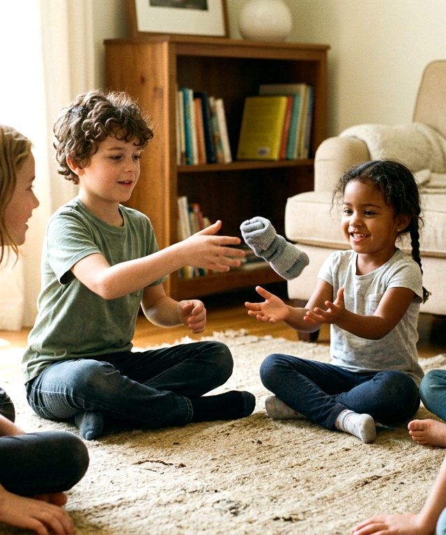 Silent Ball Toss — Games activity for ages 4–10 years (indoor, 15 min)