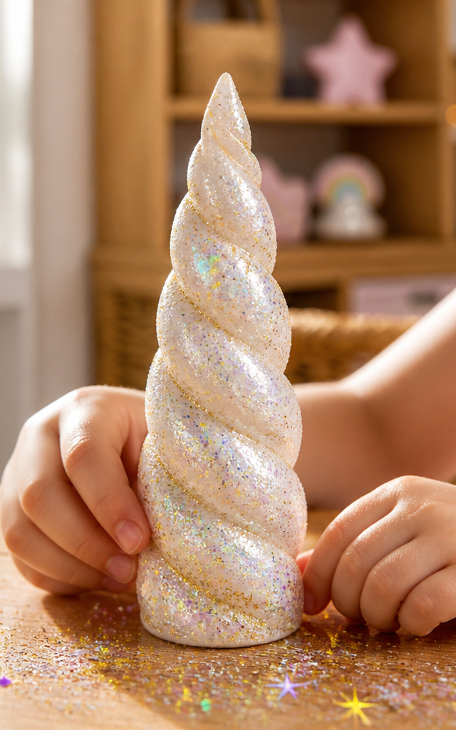 Glittery Clay Spiral Horn — Animals activity for ages 5–9 years (indoor, 45 min)