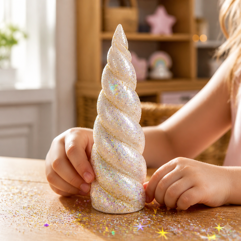 Glittery Clay Spiral Horn — Animals activity for ages 5–9 years (indoor, 45 min)