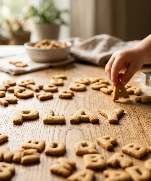 Alphabet Cracker Spellers — Cooking & Baking activity for ages 4–7 years (indoor, 40 min)