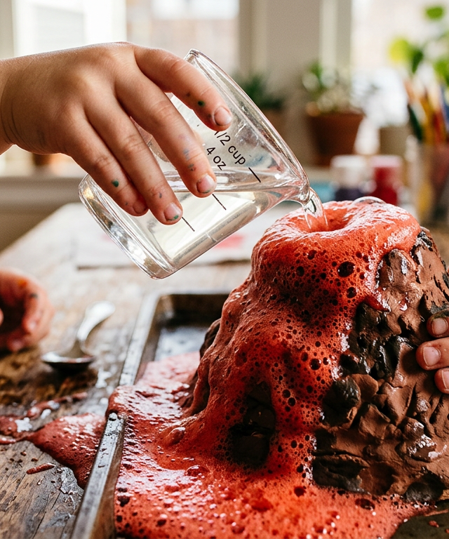 Baking Soda Volcano Eruption Lab — Science Experiments activity for ages 4–8 years (outdoor, 35 min)