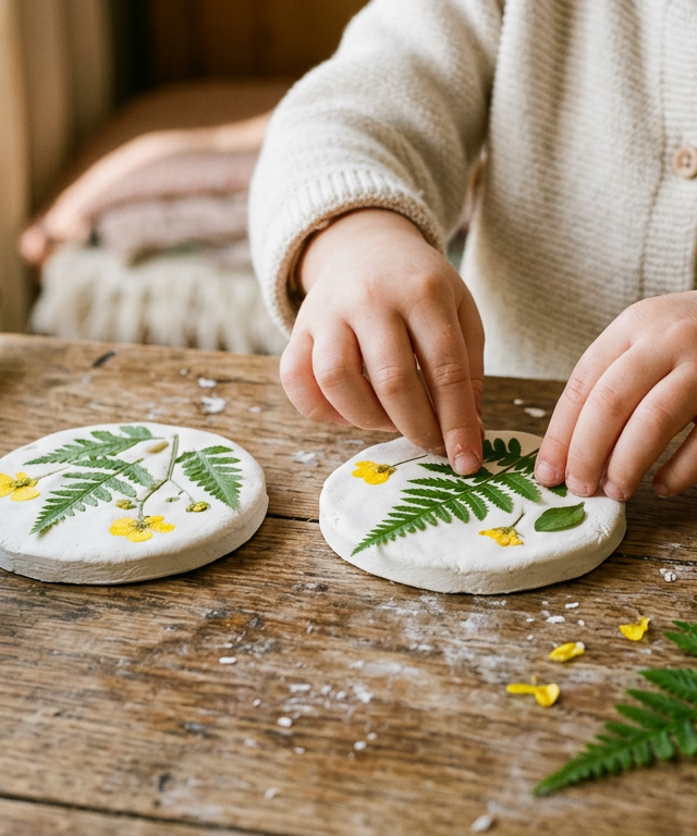 Botanical Pressed Flower Clay Ornaments — Arts & Crafts activity for ages 4–8 years (indoor, 40 min)