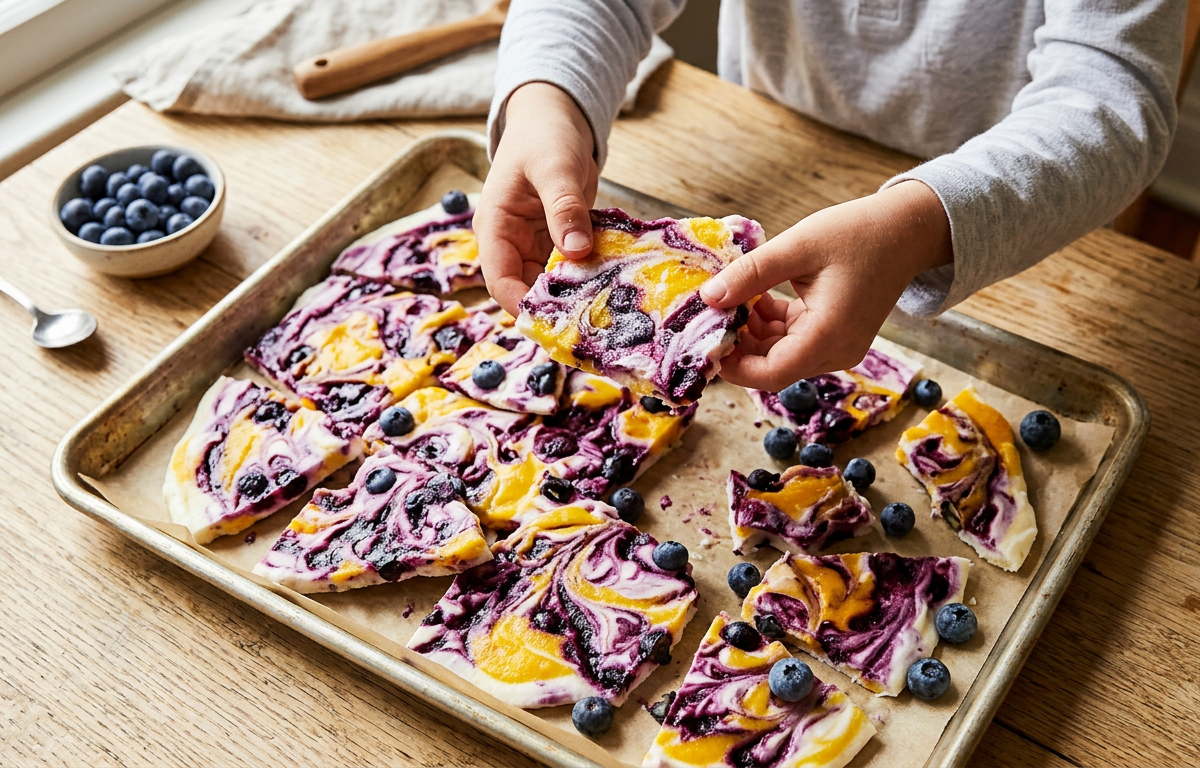 Color-Burst Yogurt Bark — Cooking & Baking activity for ages 3–8 years (indoor, 20 min)