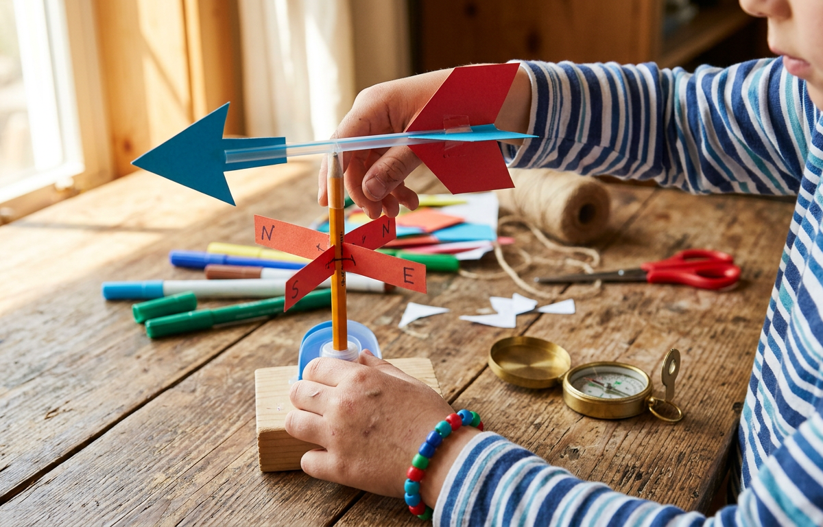 DIY Wind Vane Weather Lab — Science Experiments activity for ages 6–8 years (outdoor, 40 min)