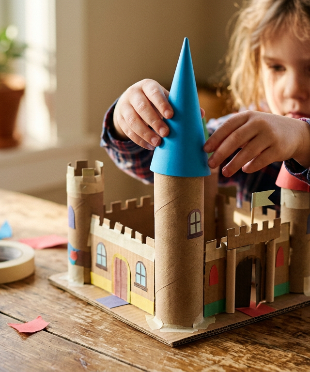 Kitchen Roll Cardboard Castle Spires — Arts & Crafts activity for ages 4–7 years (indoor, 40 min)