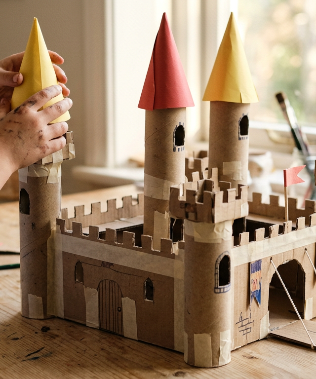 Kitchen Roll Castle Spires — Arts & Crafts activity for ages 3–6 years (indoor, 25 min)
