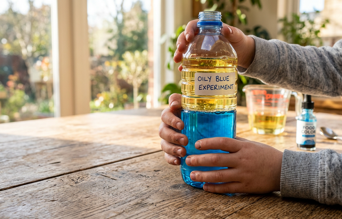 Oil and Water Density Lamp — Science Experiments activity for ages 5–8 years (indoor, 15 min)