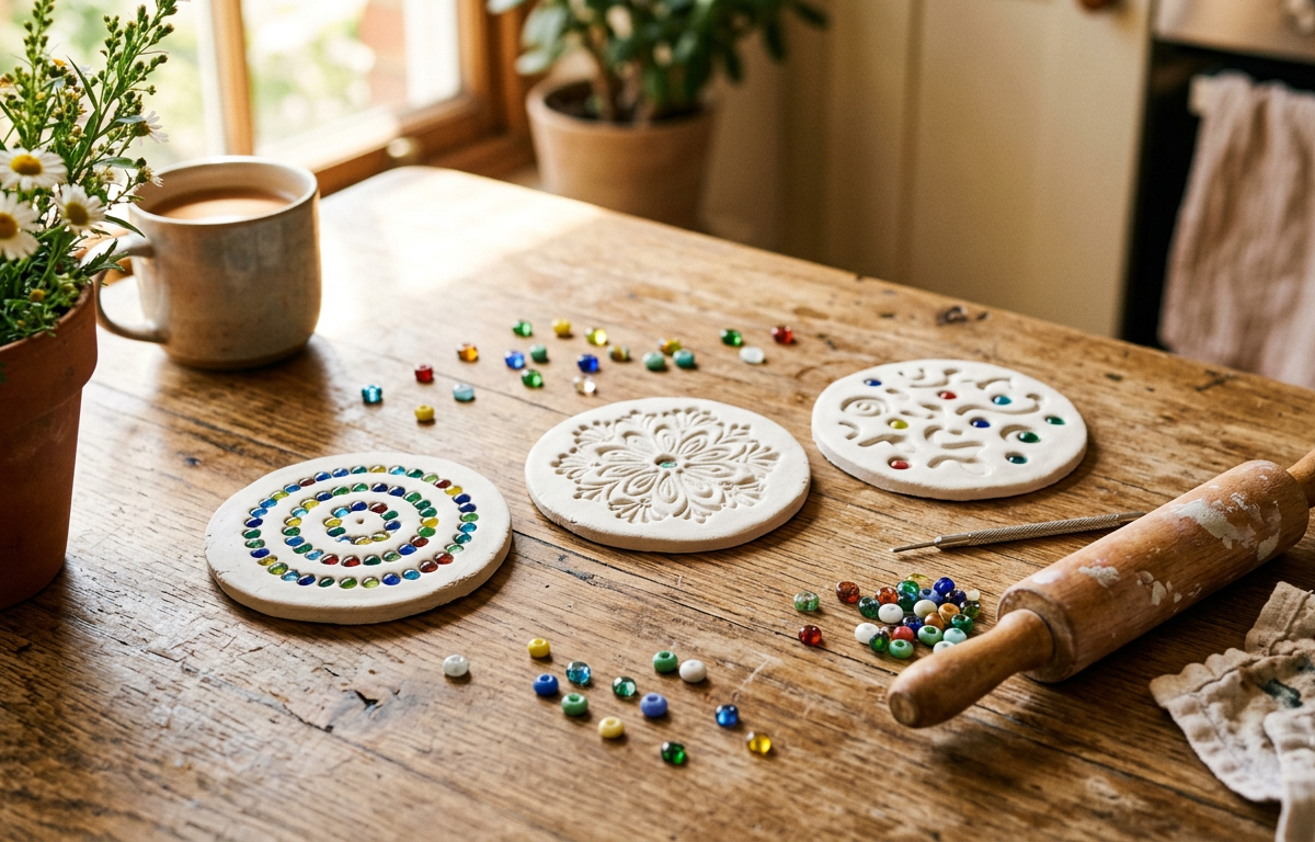 Painted Sea Glass Impression Coasters — Arts & Crafts activity for ages 5–10 years (indoor, 45 min)