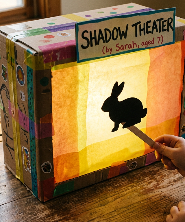 Popsicle Stick Shadow Puppeteer Theater — Arts & Crafts activity for ages 4–7 years (indoor, 40 min)