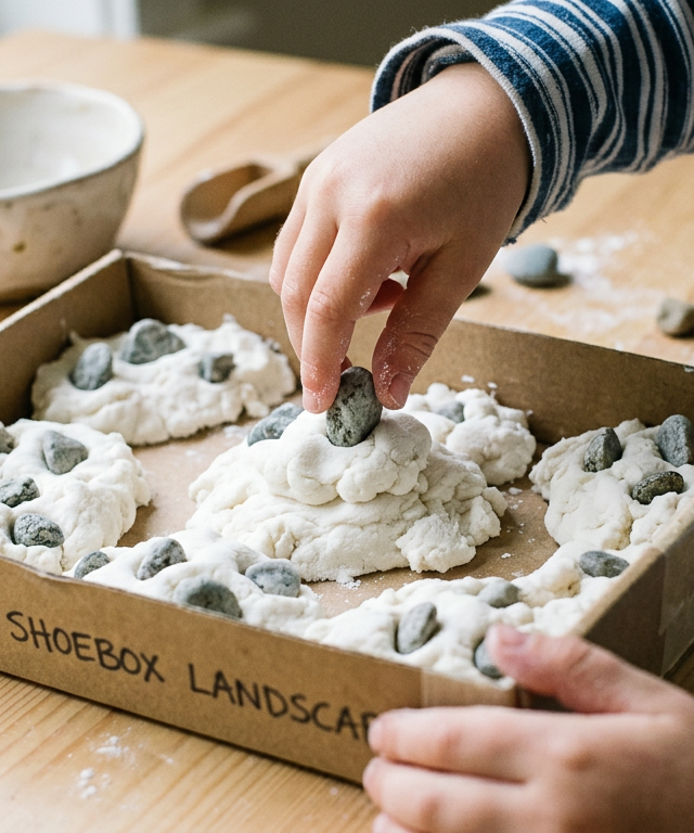 Puffy Cloud-Dough Landscape Dioramas — Arts & Crafts activity for ages 3–6 years (indoor, 35 min)