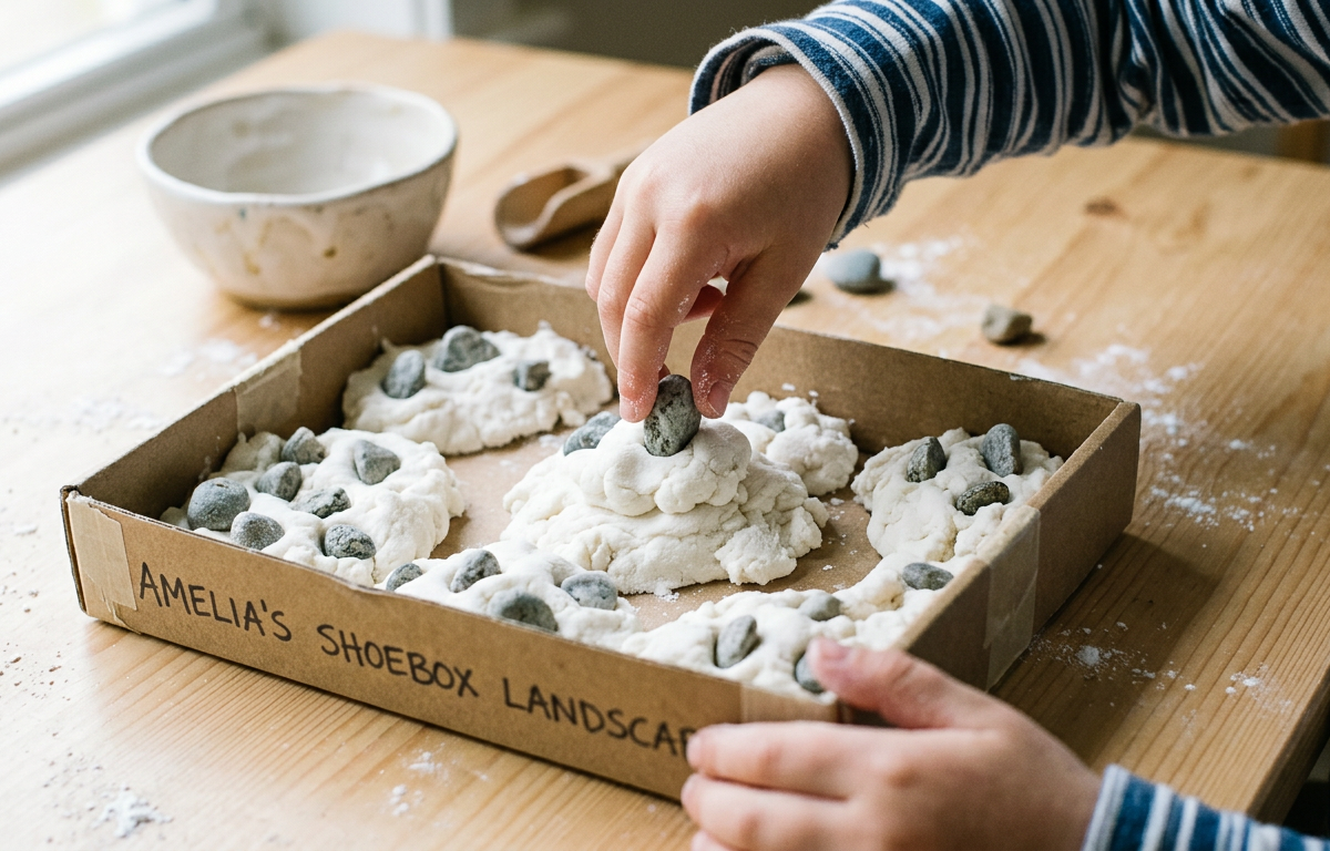Puffy Cloud-Dough Landscape Dioramas — Arts & Crafts activity for ages 3–6 years (indoor, 35 min)