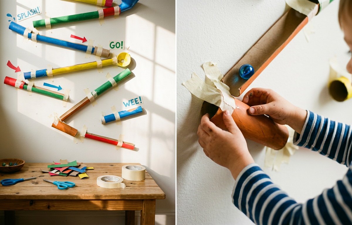 Rainbow Marble-Run Tape Grids — Arts & Crafts activity for ages 5–8 years (indoor, 50 min)