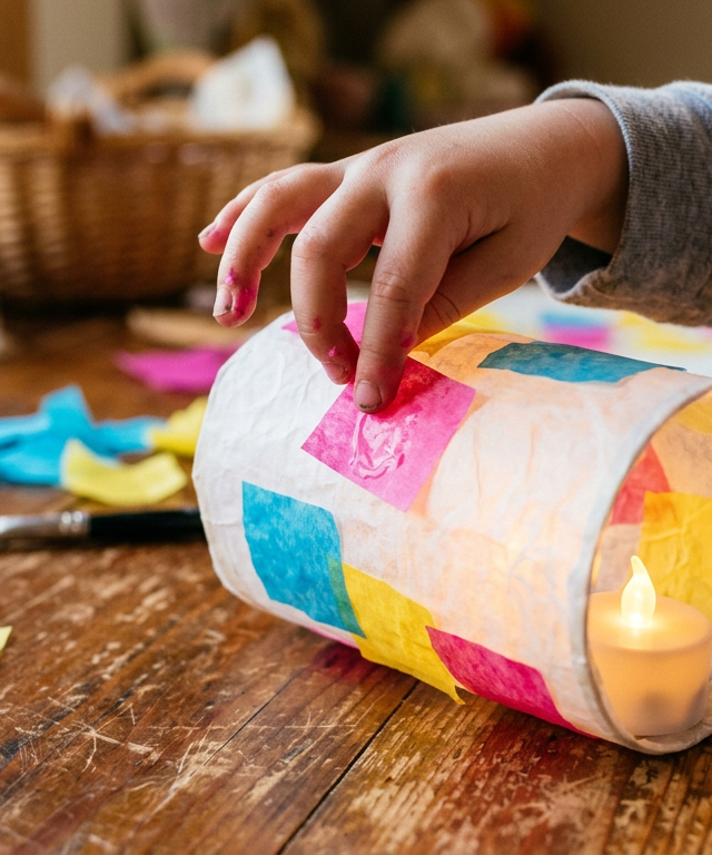 Stained Glass Tissue Paper Lanterns — Arts & Crafts activity for ages 4–7 years (indoor, 30 min)
