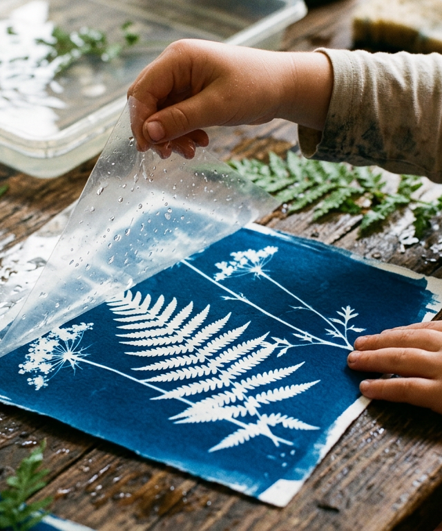 Sun-Print Nature Collage Experiment — Arts & Crafts activity for ages 3–8 years (outdoor, 20 min)
