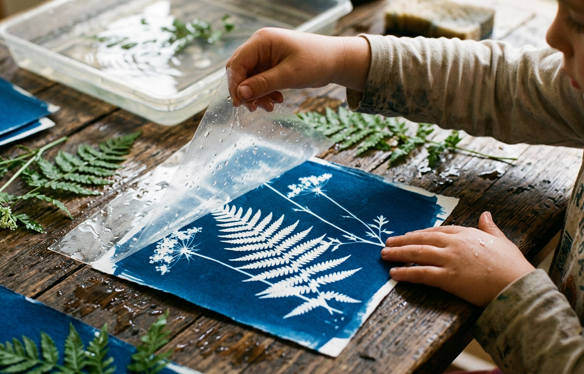 Sun-Print Nature Collage Experiment — Arts & Crafts activity for ages 3–8 years (outdoor, 20 min)
