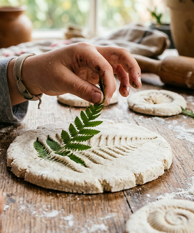 Whimsical Salt-Dough Fossil Impression Fossils — Arts & Crafts activity for ages 3–8 years (indoor, 60 min)