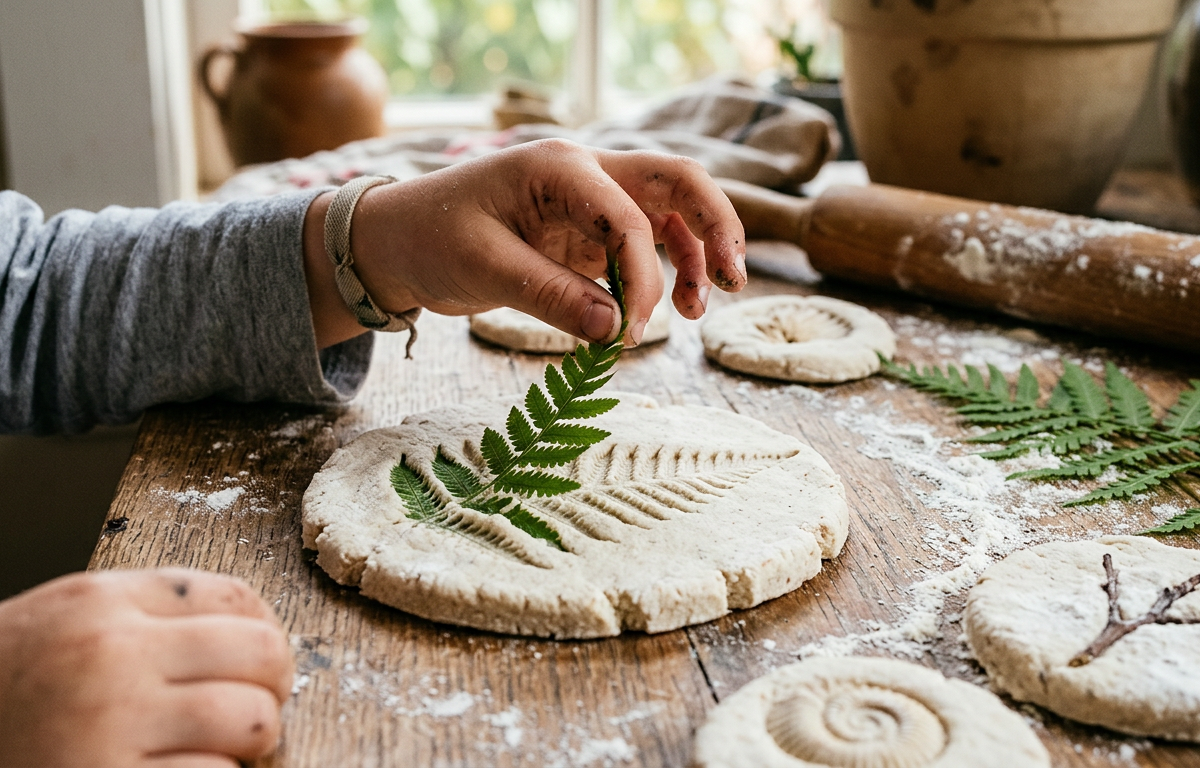 Whimsical Salt-Dough Fossil Impression Fossils — Arts & Crafts activity for ages 3–8 years (indoor, 60 min)