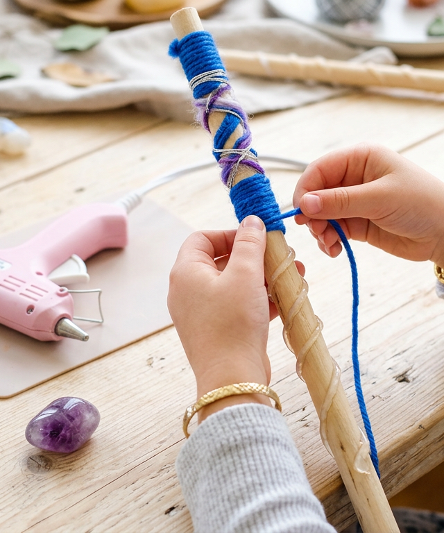Crystal-Wrapped Wizard Wands — Fantasy & Characters activity for ages 7–11 years (indoor, 45 min)