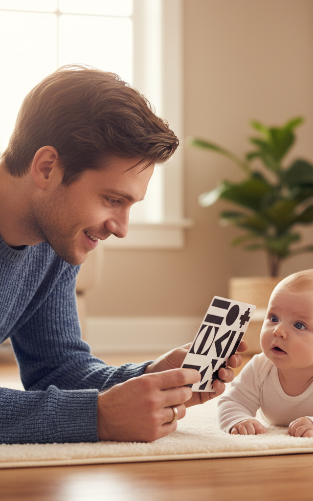 High-Contrast Card Slow Reveal — Baby (0–12 months) activity for ages 0–3 months (indoor, 5 min)