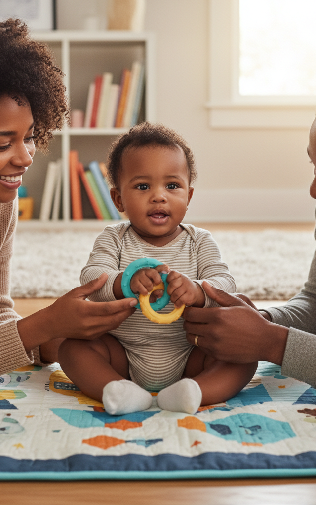 Reach & Grasp Ring Transfer — Baby (0–12 months) activity for ages 4–6 months (indoor, 10 min)