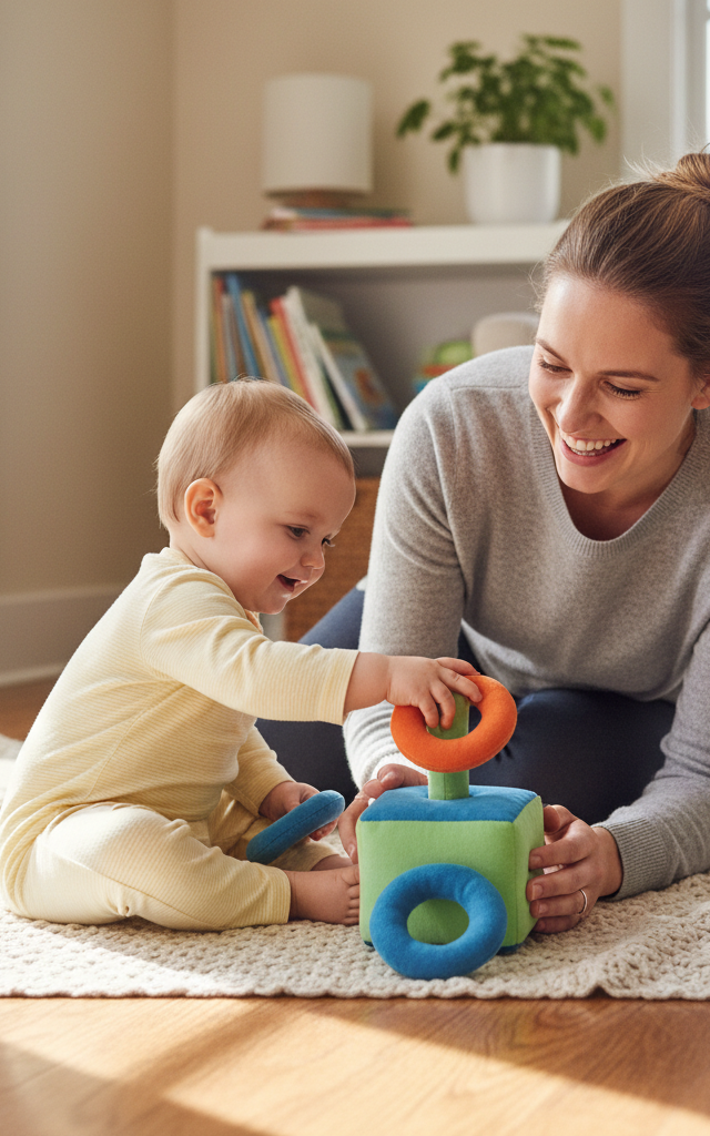 Sitting Ring Toss Balance Game — Baby (0–12 months) activity for ages 7–9 months (indoor, 10 min)