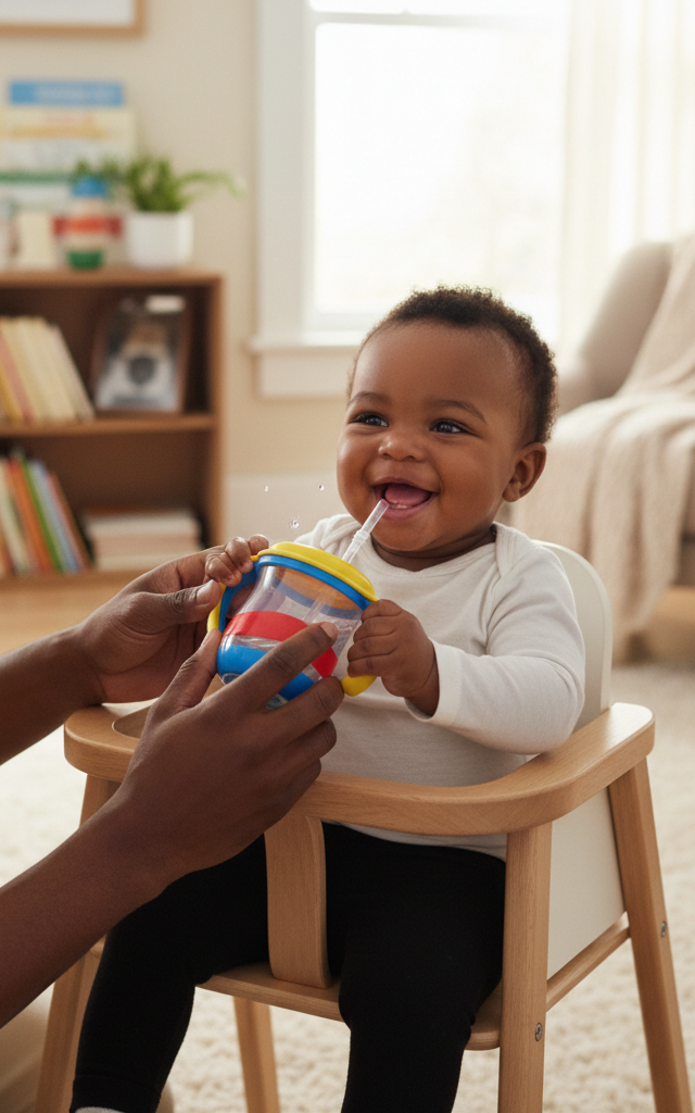 Sippy Straw Sips — Baby (0–12 months) activity for ages 9–12 months (indoor, 10 min)