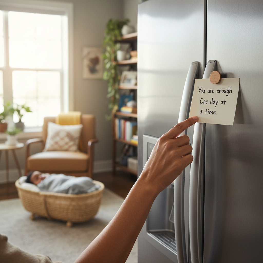 Postpartum Wellness Check-in Fridge Card — Parent Care activity for ages For parents (indoor, 15 min)