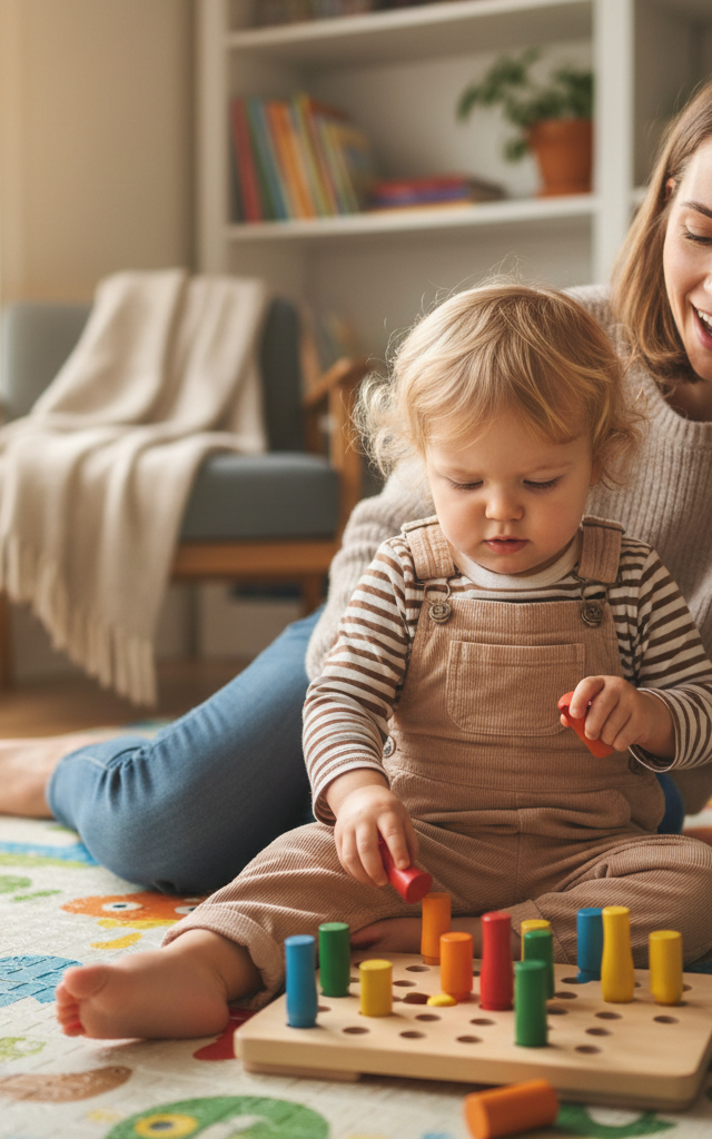 Chunky Peg Big-Hole Board Adventure! — Toddler (12–36 months) activity for ages 12–18 months (indoor, 10 min)
