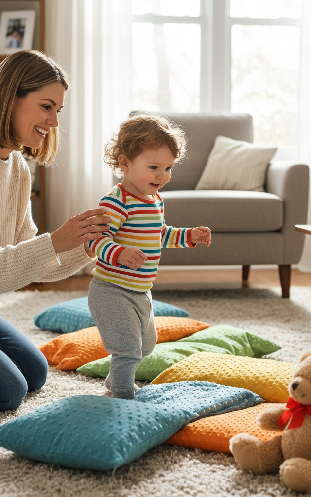 Wobble-Walk Cushion Path — Toddler (12–36 months) activity for ages 12–18 months (indoor, 15 min)