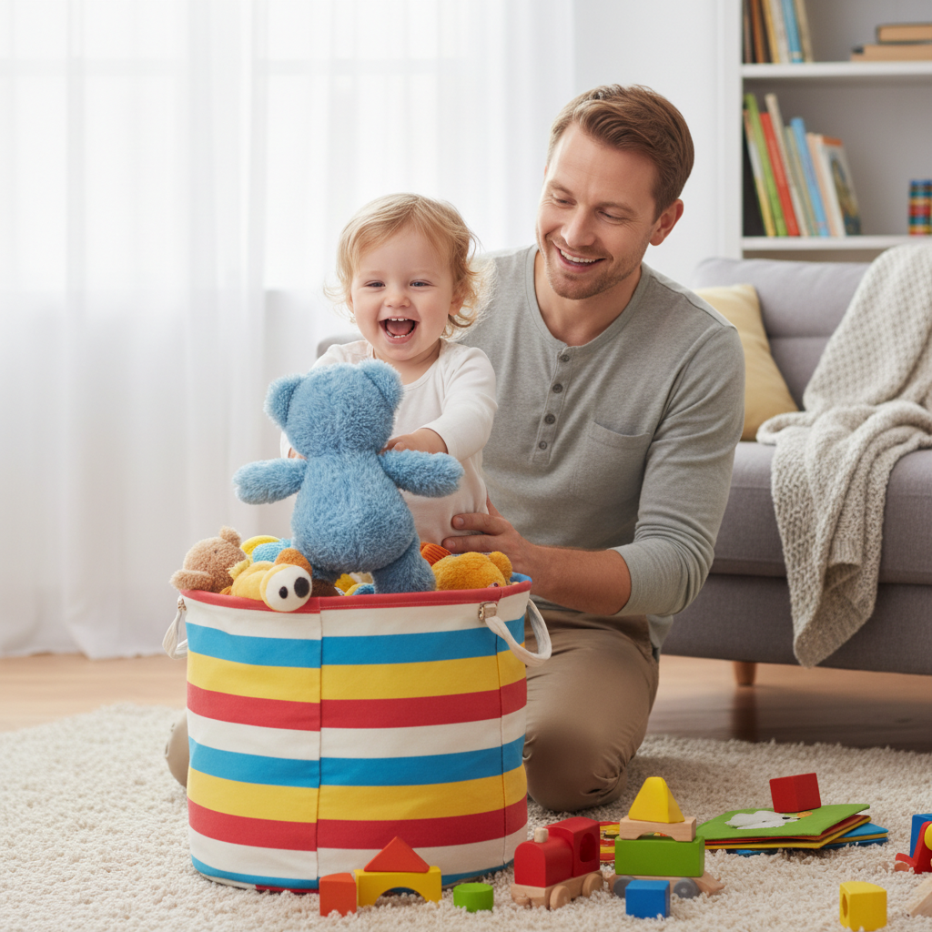 Clean-Up Crew Basket Drop — Toddler (12–36 months) activity for ages 18–36 months (indoor, 10 min)
